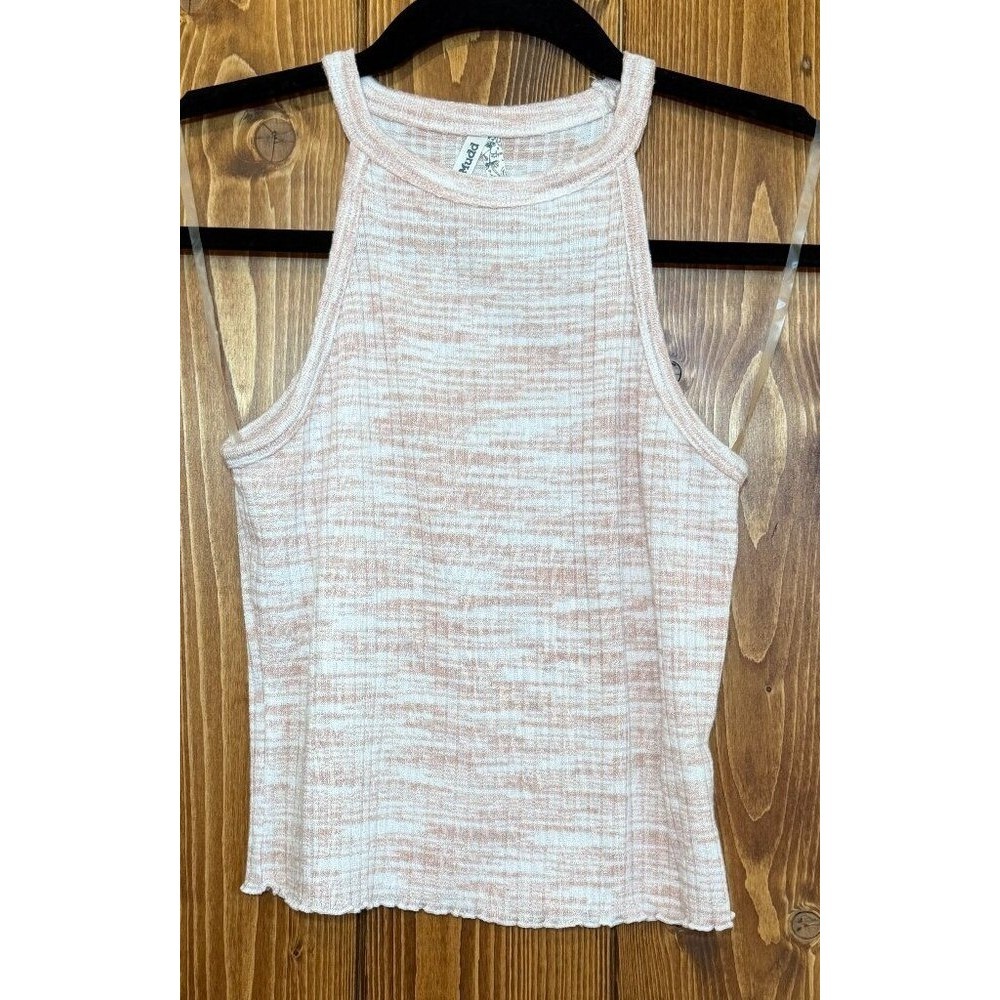 Mudd Y2K Racerback Belly Tank Top Women's Medium | Pink White Crop